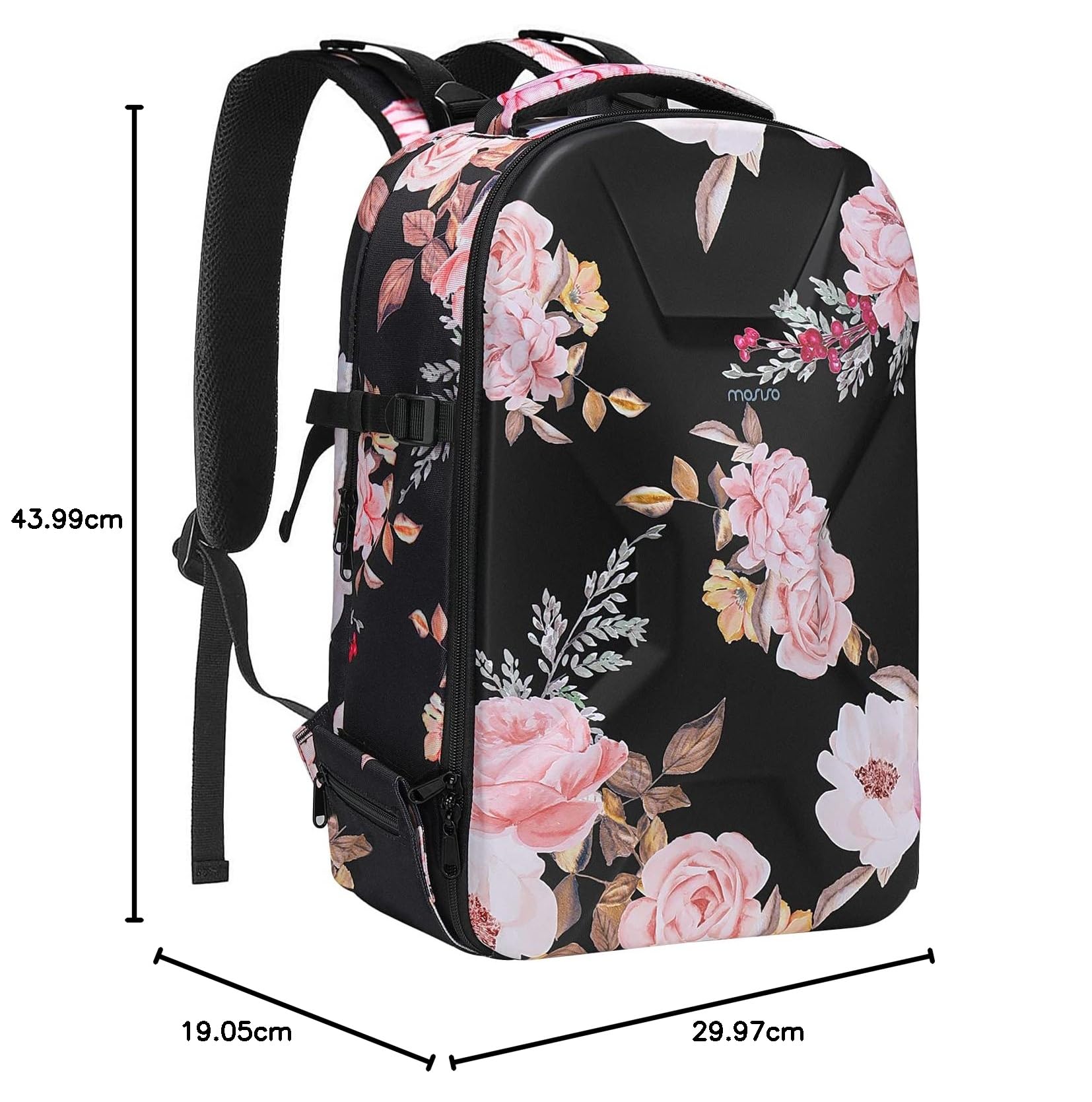 MOSISO Zaino per Fotocamera, DSLR/SLR/Mirrorless Borsa per Fotocamera Peony | Impermeabile Case con Supporto per Treppiede e Scomparto per Laptop Compatibile con Canon/Nikon/Sony/DJI Mavic Drone, Nero