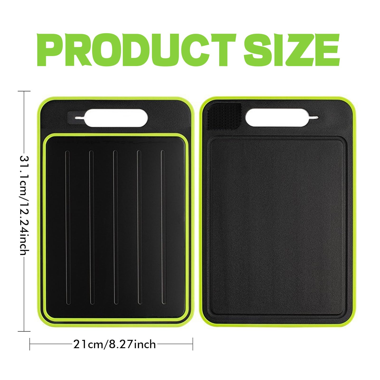 Deska do rozmrażania, 4 w 1, Miracle Melt, taca do rozmrażania, dwustronna deska do krojenia do szybkiego rozmrażania mrożonej żywności i mięsa, 31 x 21 cm, czarna