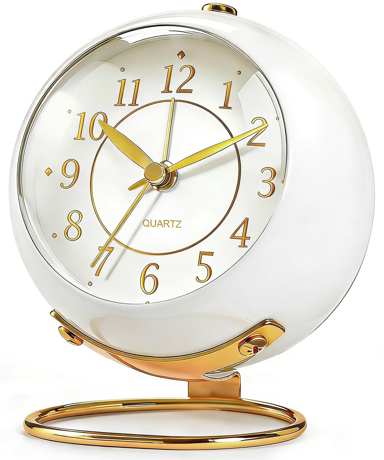 Azxb Analog Alarm Clock, Retro Small Desk Clock with Night Light, Cute Simple Design, Silent Non-Ticking, Battery Powered, Backlight Clock for Bedroom,Travel,Kitchen,Bedside Desktop Decor