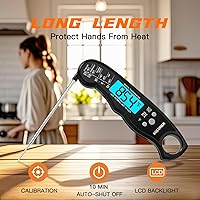 Vista 5 de KULUNERKULUNER - Termómetro digital impermeable de lectura instantánea de carne con sonda plegable de 4.6 pulgadas