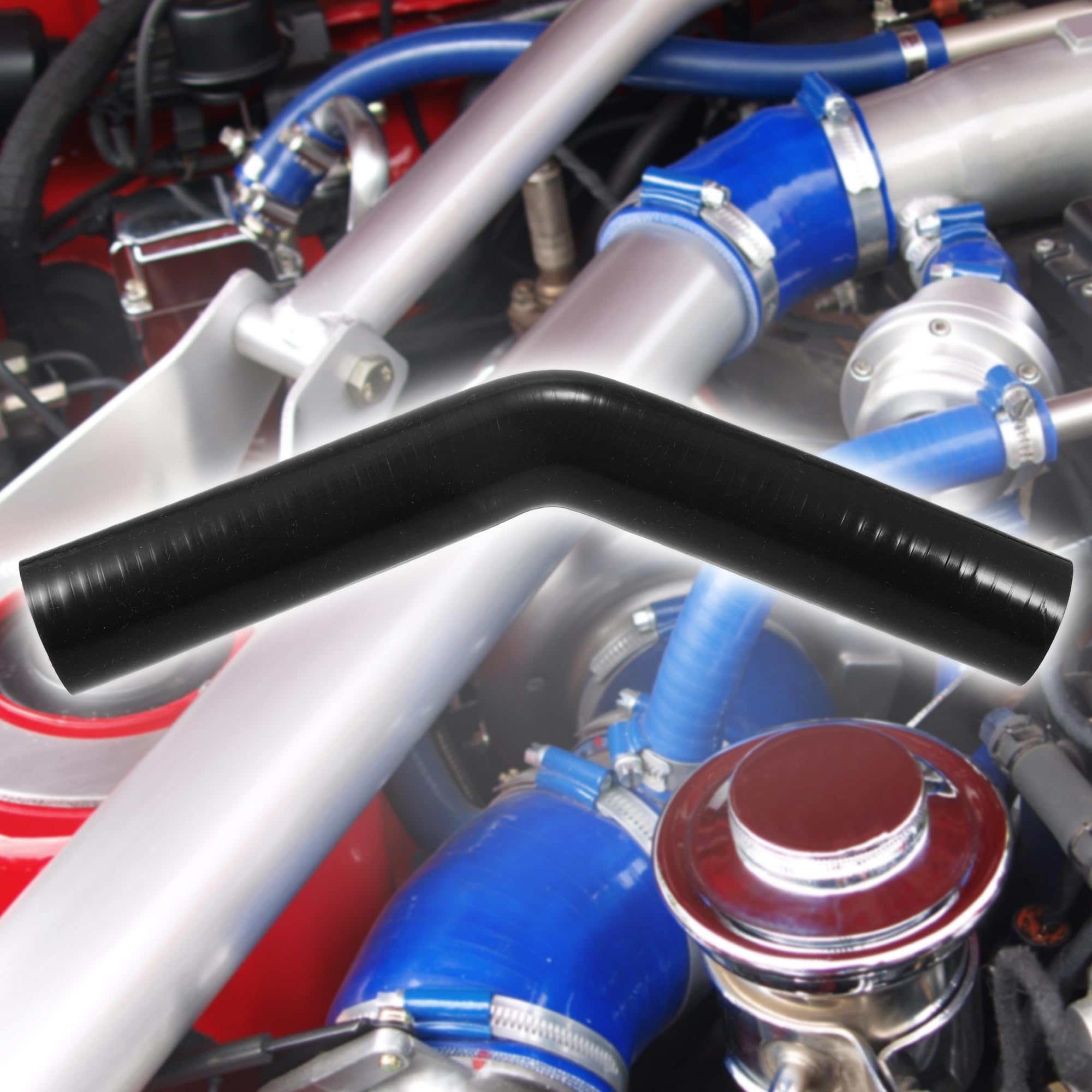 QUARKZMAN Manguera Silicona Intercooler Turbo Negro 1Pc 32Mm 45 Grados | Diámetro Interior 32Mm, Diámetro Exterior 42Mm, Longitud 150Mm, Grosor 5Mm, Temperatura -60°C A 300°C, Universal