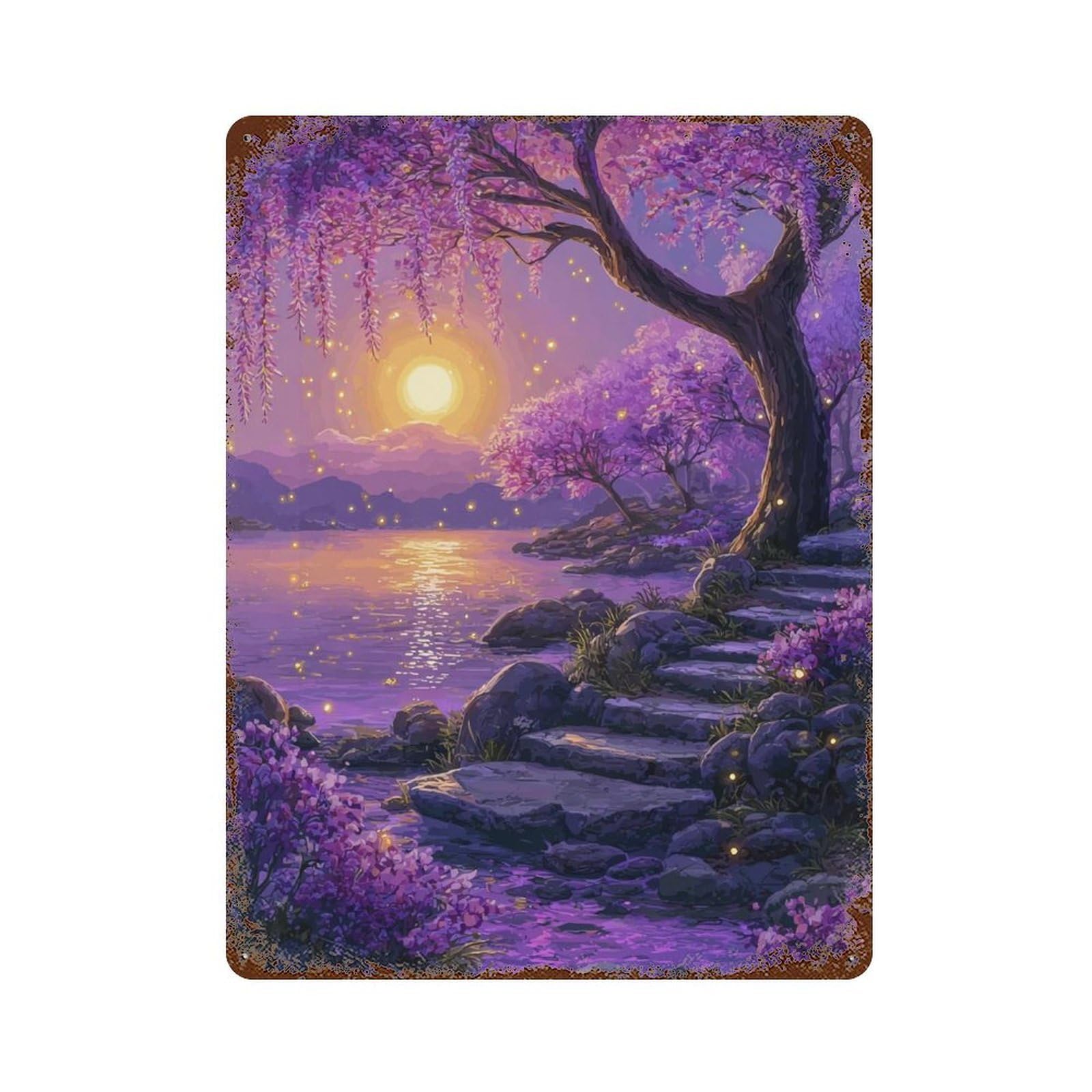 Enchanted Sunset Pathway Decorative Tin Sign 15.7"x11.8", Old School Wall Decor for Garage, Pub Or Kitchen