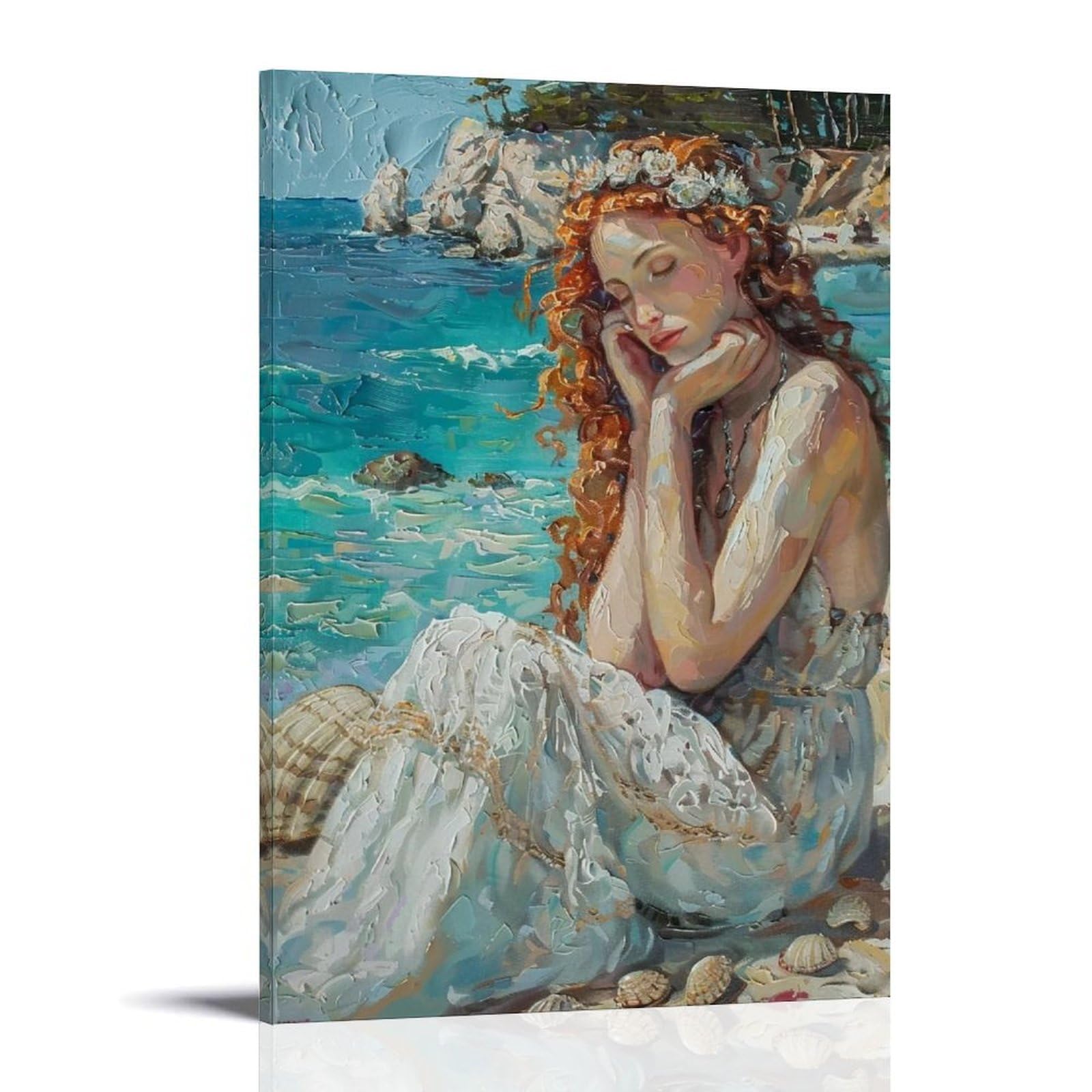 HUERYRYHY Ocean Whispers 02 Poster Wall Art Canvas Vintage Aesthetic Painting Decor for Rooms 20x30inch Frame-style