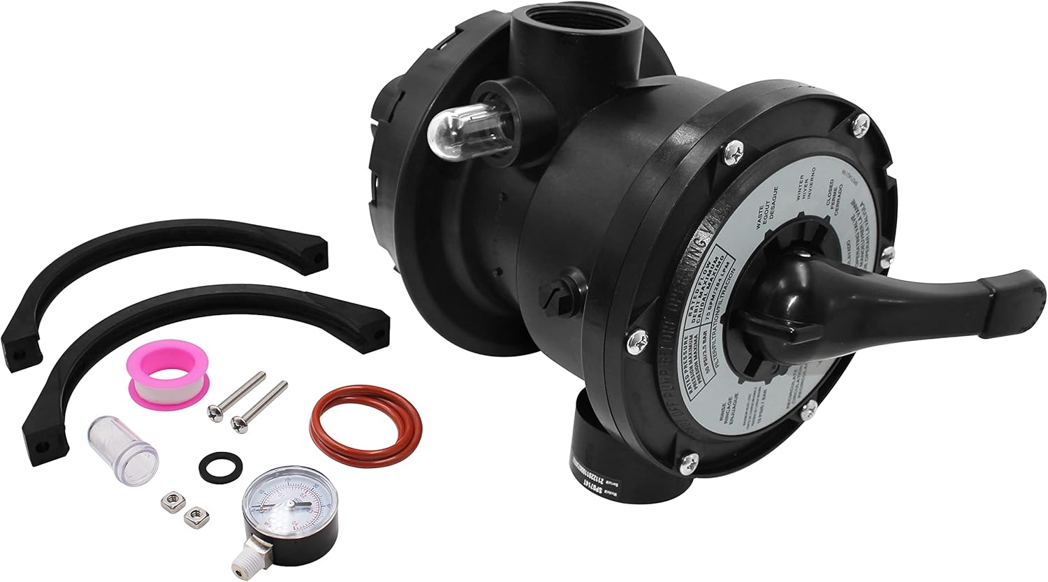 SP0714T Top-Mount Multi Port Valve with GMX600NM Flange Valve Clamp Kit Compatible with Hayward VariFlo,Replacement for Hayward Above-Ground Pro or VL 210 Series Sand Filter