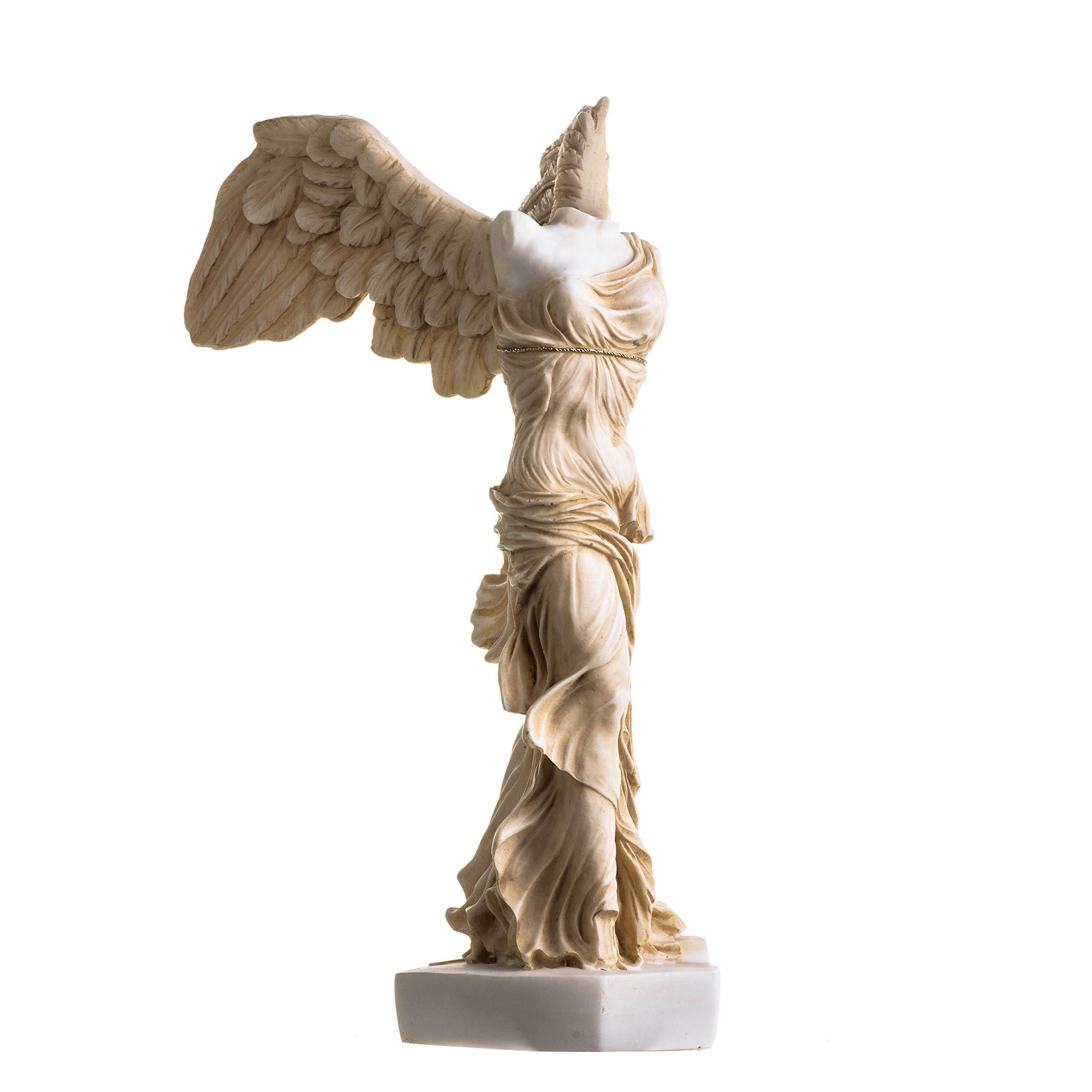 BEAUTIFUL GREEK STATUES Estatua alada de la Victoria de Samotracia, tono dorado, alabastro, ruinas antiguas, museo del Louvre, 13.8 pulgadas