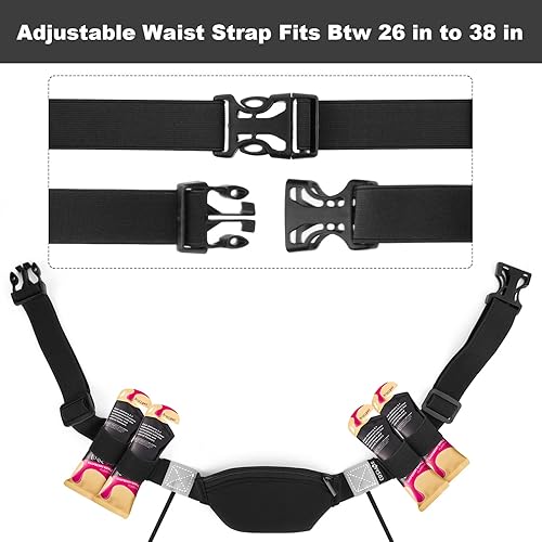 Miniatura 6 de Cosmos Cinturón de número de carrera, cinturón elástico para número de carrera, para maratón, triatlón, correr, con mini bolsa y 4 bucles de