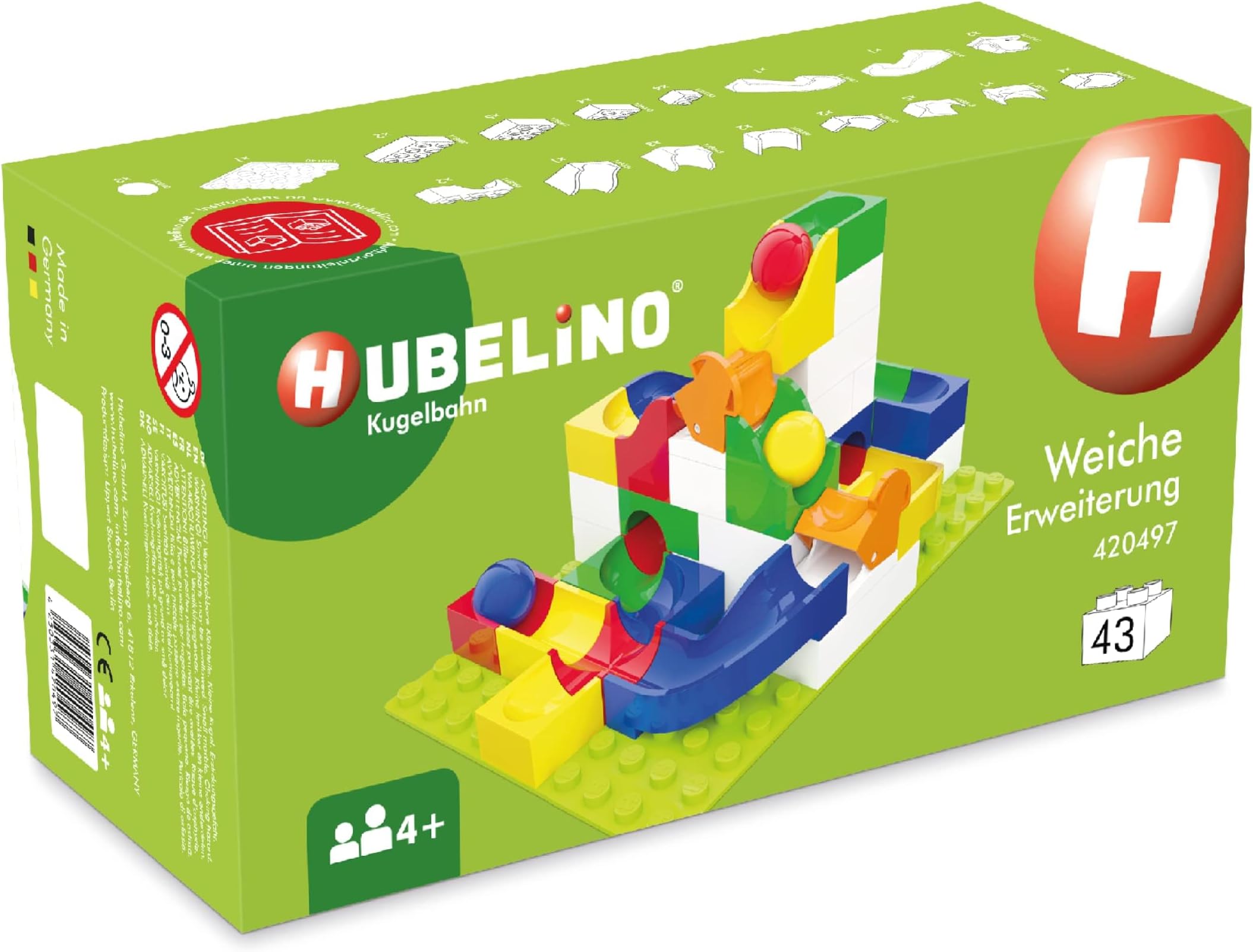 Switch Action Set - The Original - 43 Piece Duplo Compatible Marble Run Set - Made in Germany