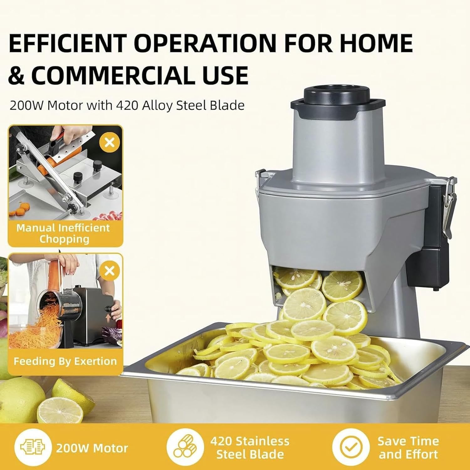 Electric Vegetable Cutter, Automatic Food Cutter and Slicer, Can Slice and Shred, with Multiple Blades, Suitable for Home and Commercial Use~/