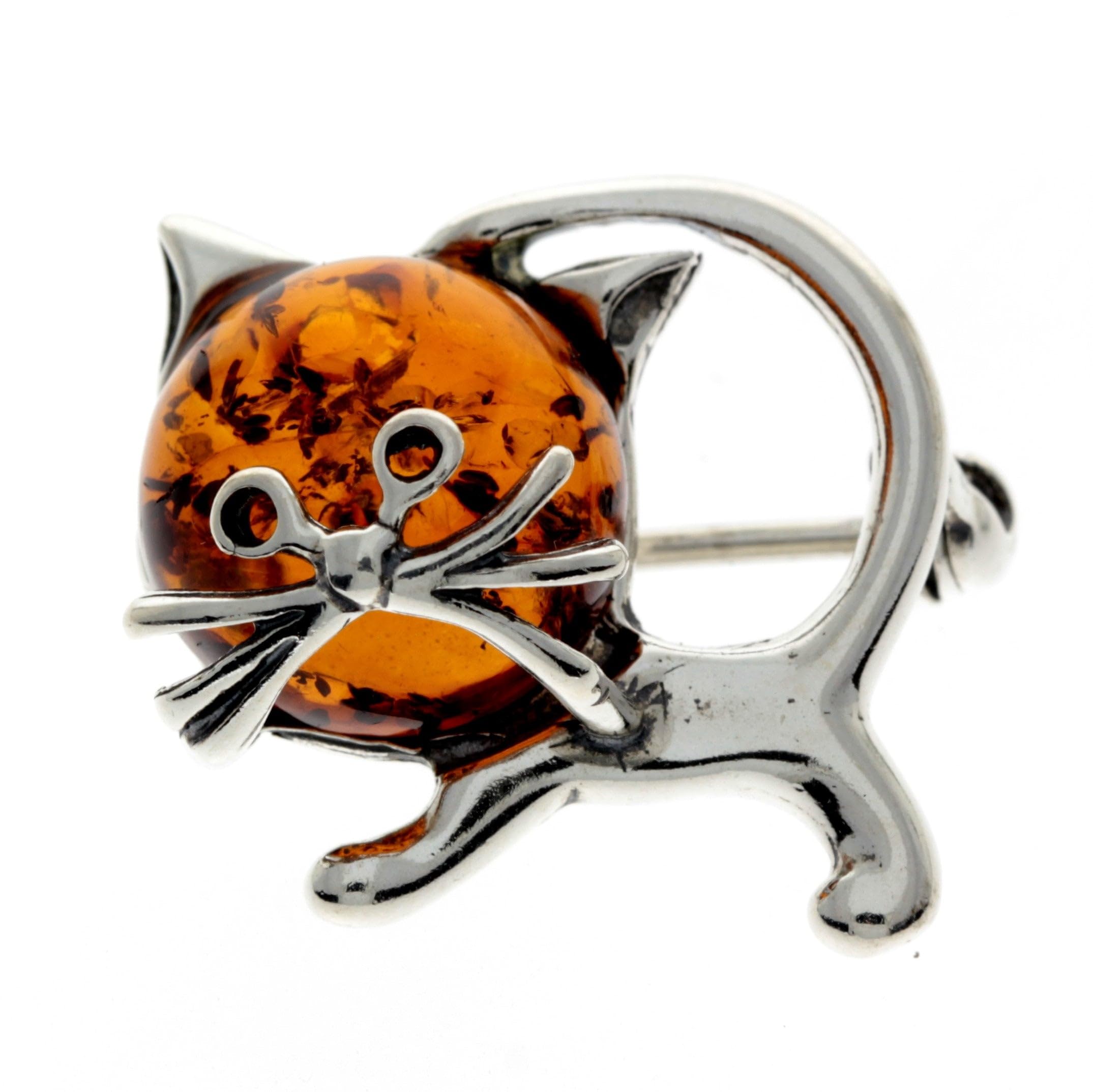 SilverAmber Damen - 925 Silber Brosche mit Bernstein - 4174