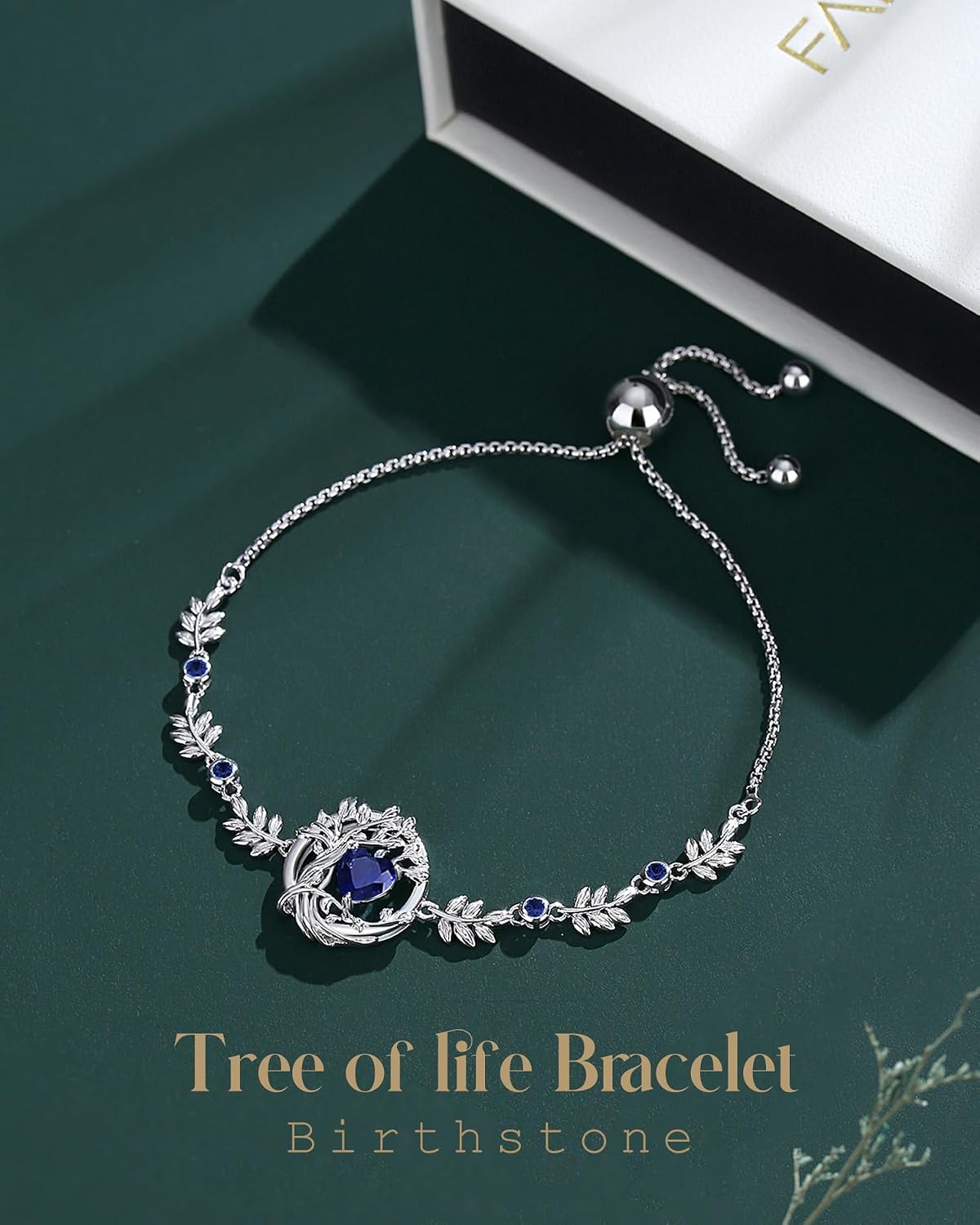 FANCIME Tree of life Birthstone Bracelet for Women Sterling Silver Tree Jewelry Birthstone Charm Bracelet Gemstone Anniversary Birthday Mothers Day Gifts for Wife Mom Her