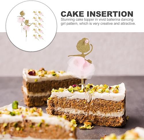 Miniatura 6 de BESTOYARD 12 piezas de decoración de cupcakes de bailarina con purpurina dorada para boda, despedida de soltera, fiesta de cumpleaños