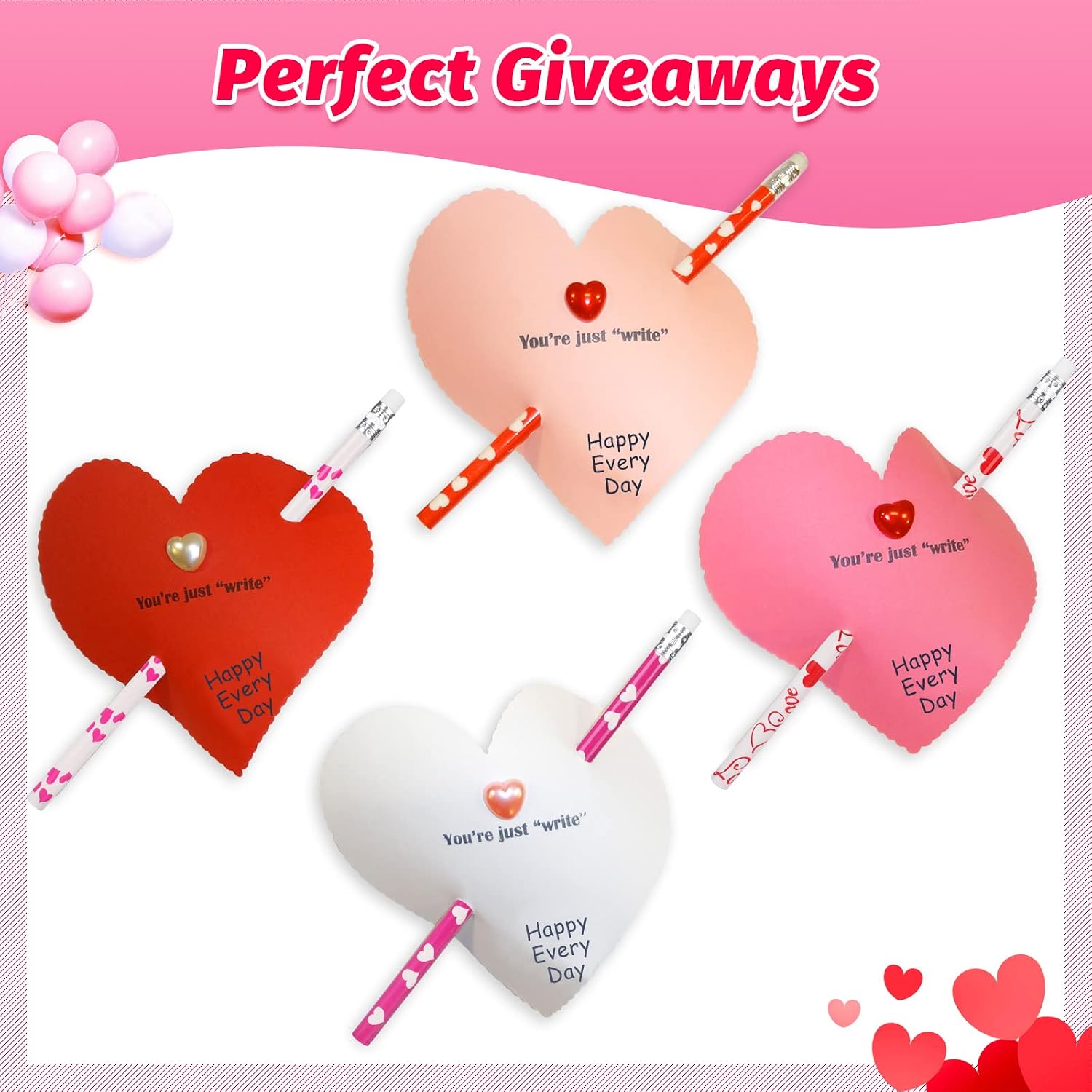HINZER 50Pcs Valentines Day Pencils for Kids Party Favors Valentines Wood Pencils Bulk with Erasers for Goodie Bags Fillers Valentine's Day Exchange Gifts Giveaways Classroom Rewards School Supplies image 4