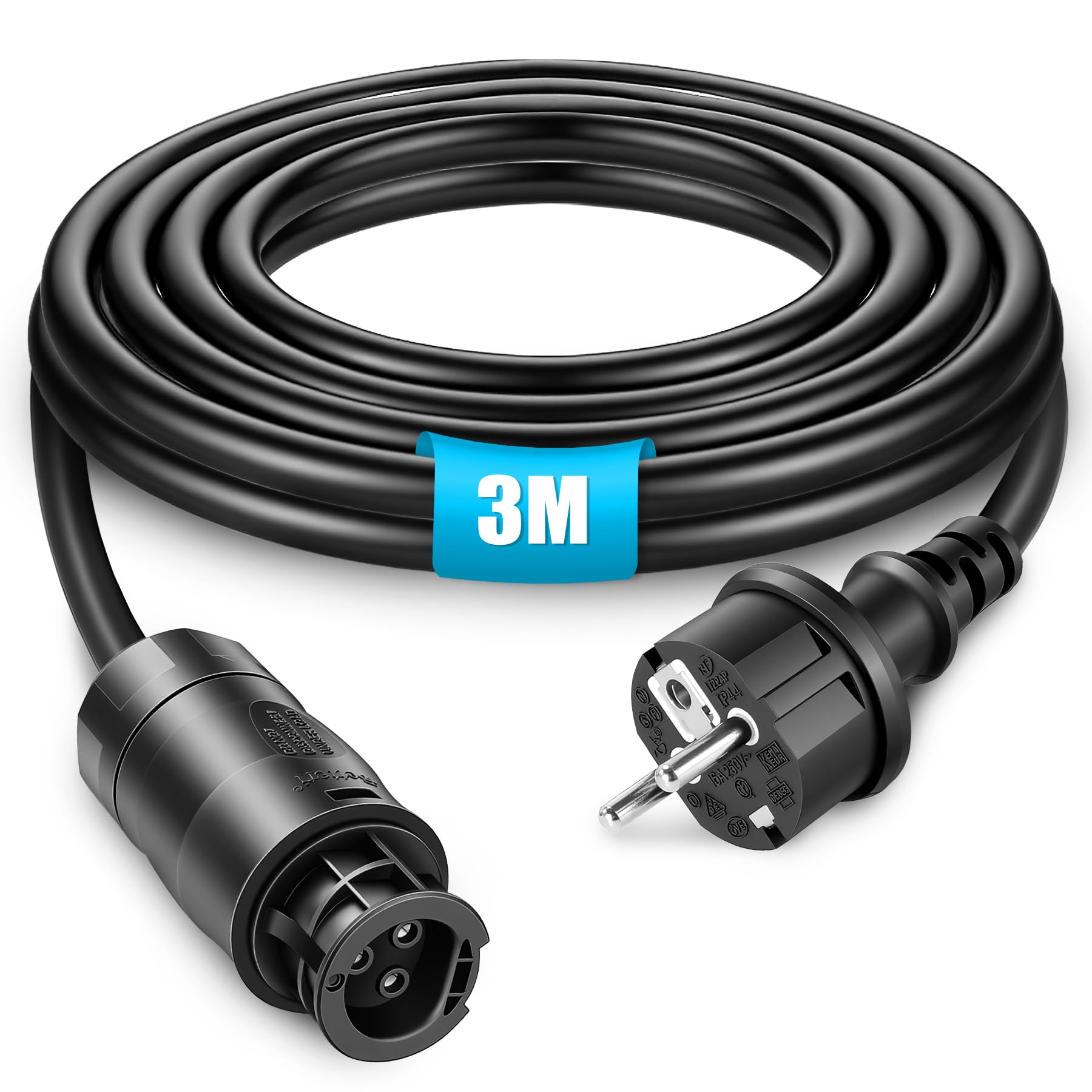 BC-01 kabel 3 m, gniazdo BC01 z wtyczką Schuko, kabel przyłączeniowy, elektrownia balkonowa, kabel przyłączeniowy Betteri BC-01 do kuchenki mikrofalowej Envertech, TSUN, NEP, Hoymiles (HM