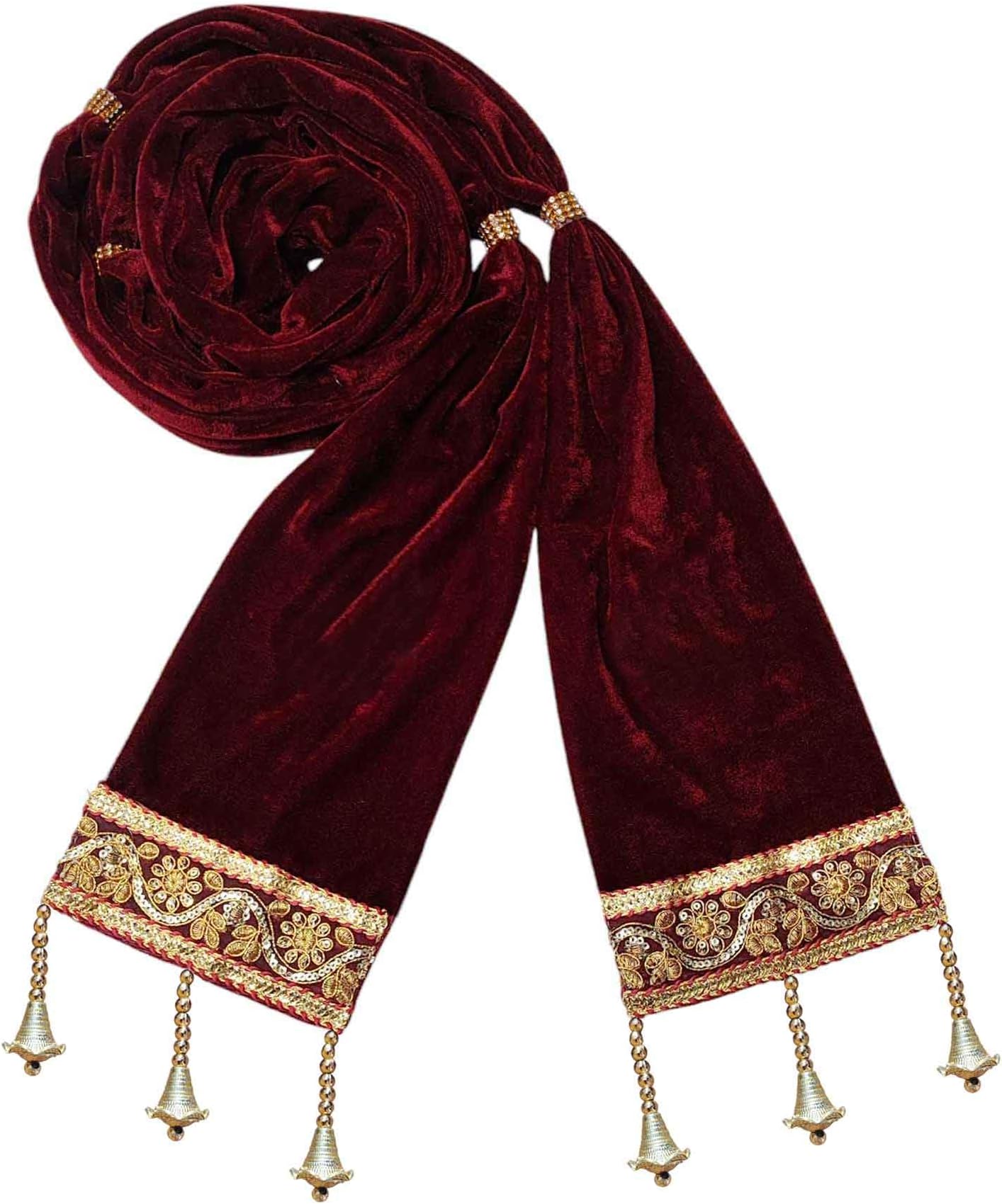 KRYPMAX Men's Velvet Sherwani Dupatta (Maroon, 2.5 m), Maroon, 2.5 Metre Long