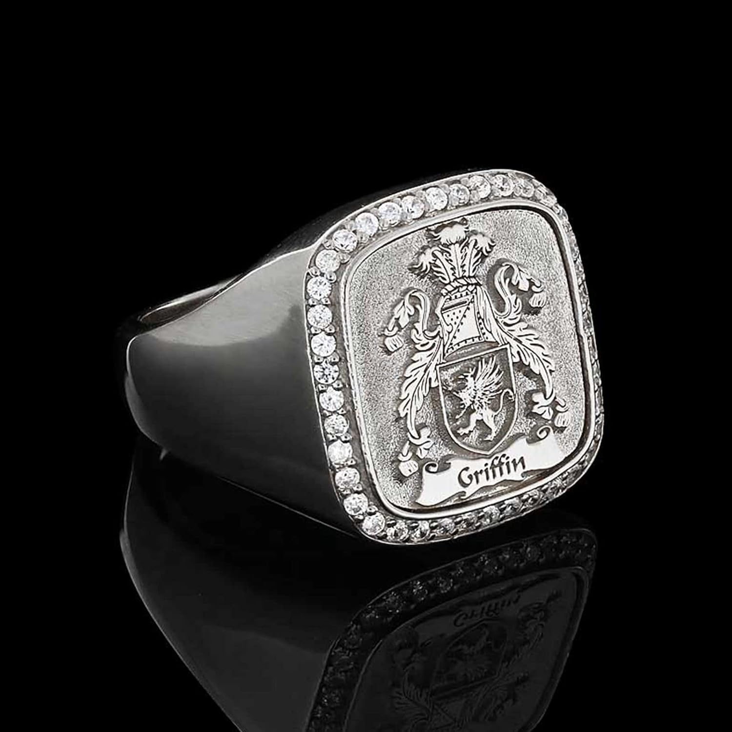 Personalized Signet Ring, Customized Ring, Engraved Family Name Ring, Crest Ring, Gold Coated Family Crest Ring