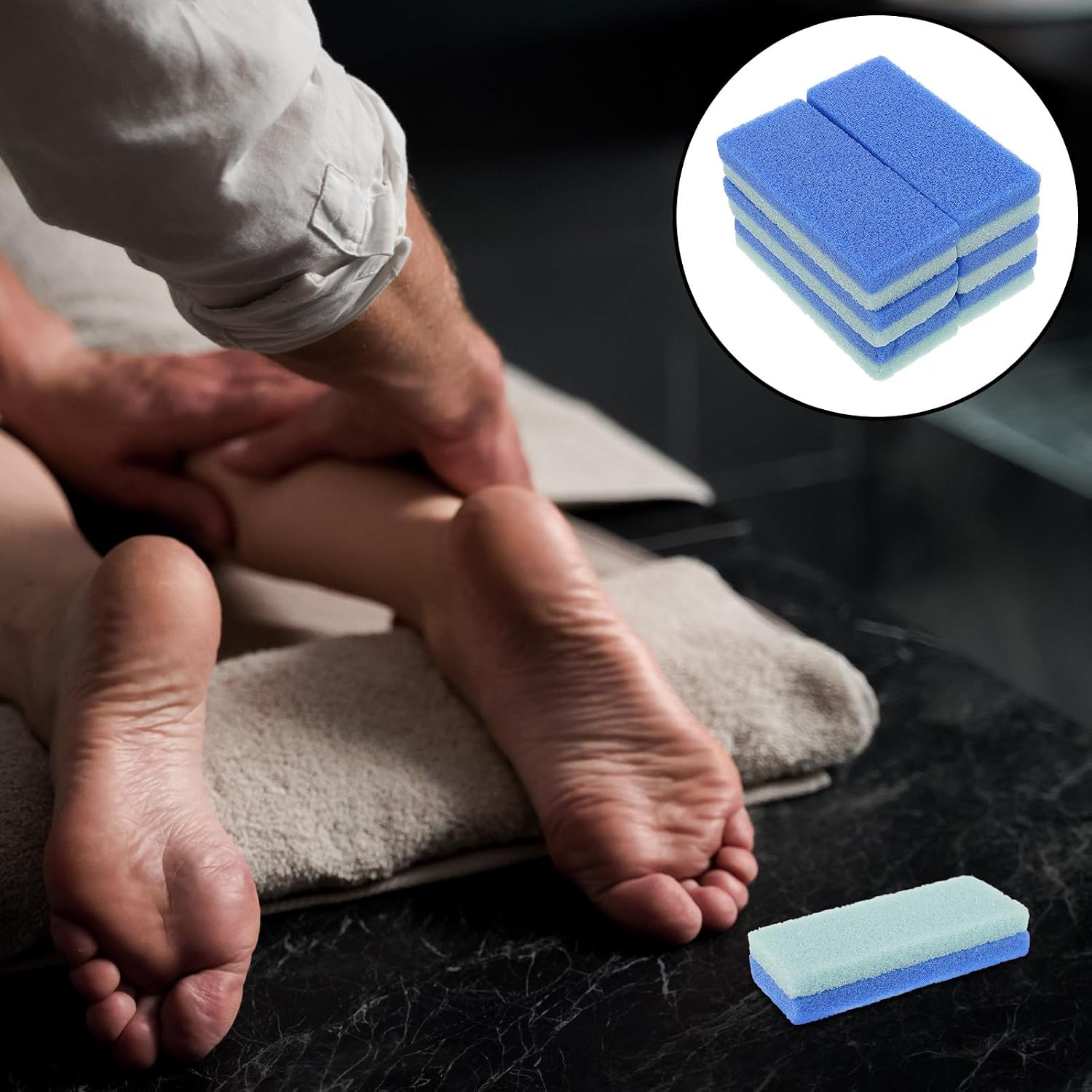 6pcs Blue Foot Pumice Stones Pu Foam Exfoliating Foot Scrubbers Dead Skin Remover Heel Callus Remover for Shower