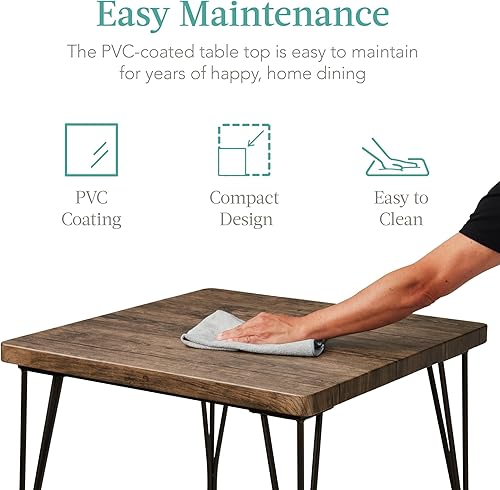 Miniatura 5 de Best Choice Products Juego de mesa de comedor de 3 piezas, mesa de comedor cuadrada de metal y madera para cocina, comedor, rincón de desayuno con 2