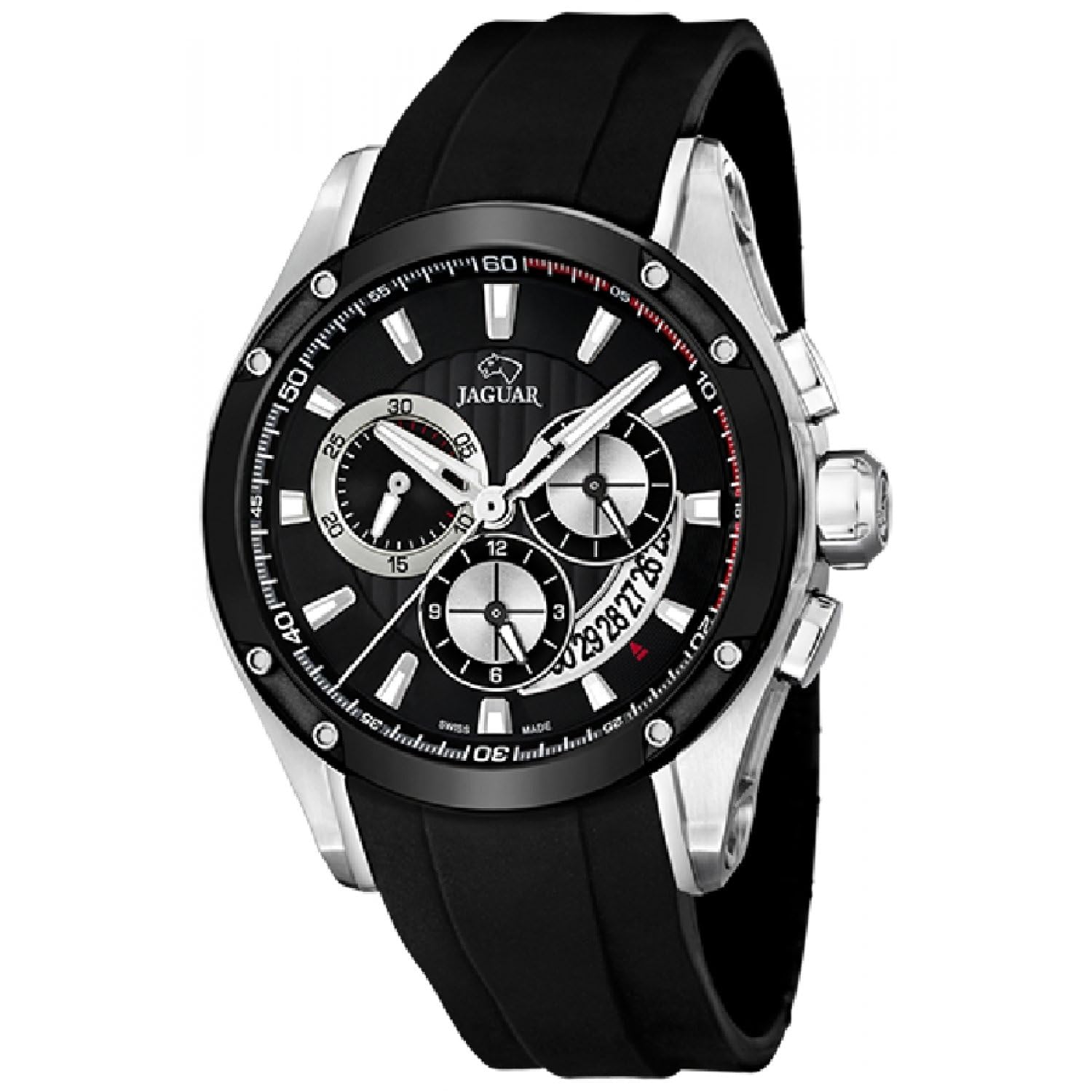 JAGUAR - Unisex Adult Watch Model J688 / 1 from the Special Edition Collection, 45 mm Black case with Black Rubber Strap for Men - J688/1