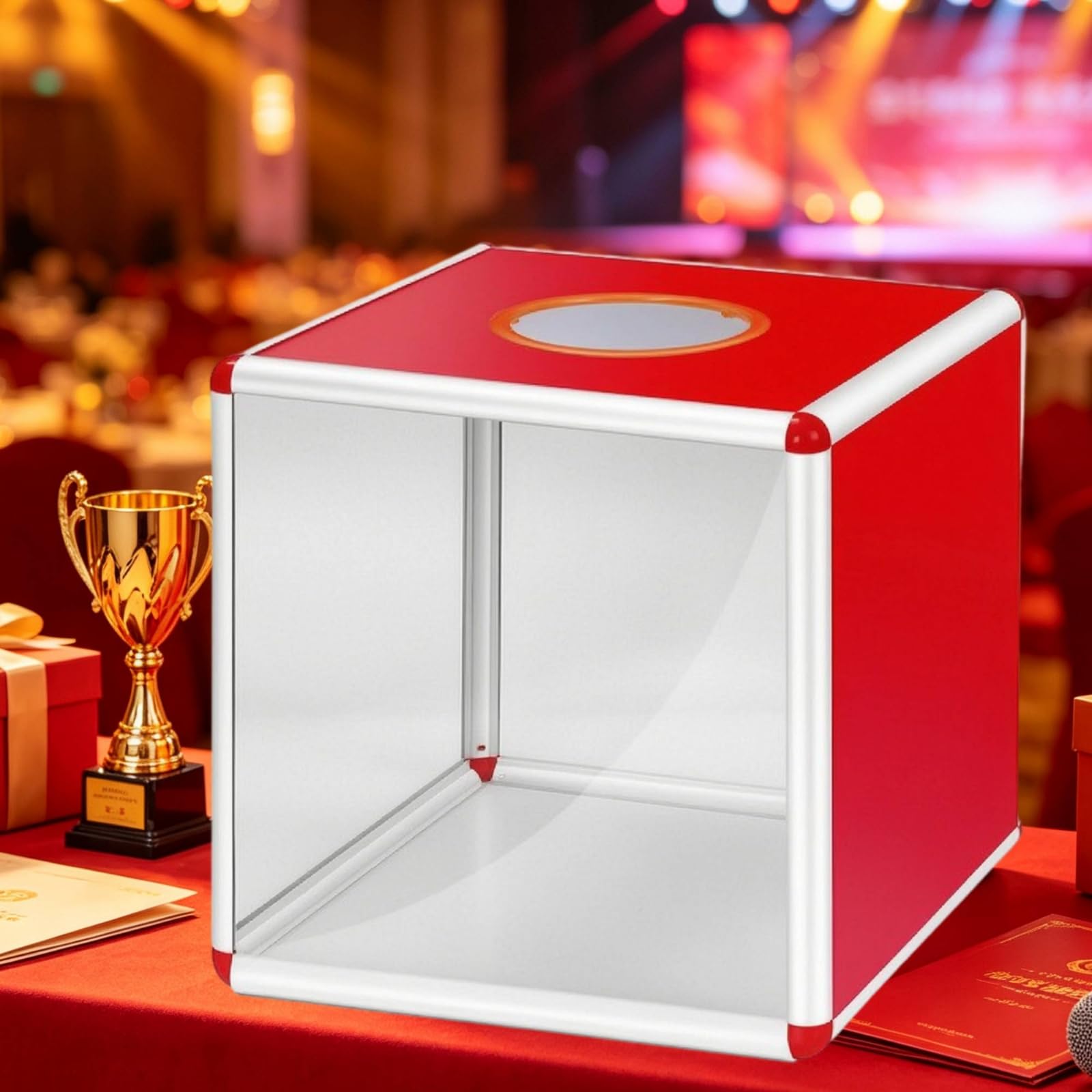 Scatola Estrazione Trasparente Sorteggi Contenitore Biglietti Box Votazioni Finitura Liscia Angoli Smussati Uso Prolungato Adatta per Concorsi, 40cm, Modello Trasparente Su Un Lato