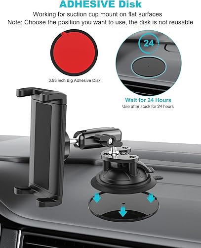 Miniatura 8 de Soporte para tablet de pilotos, ventosa fuerte Soporte de tableta de avión con brazo ajustable de metal, soporte de parabrisas de aviación para iPad