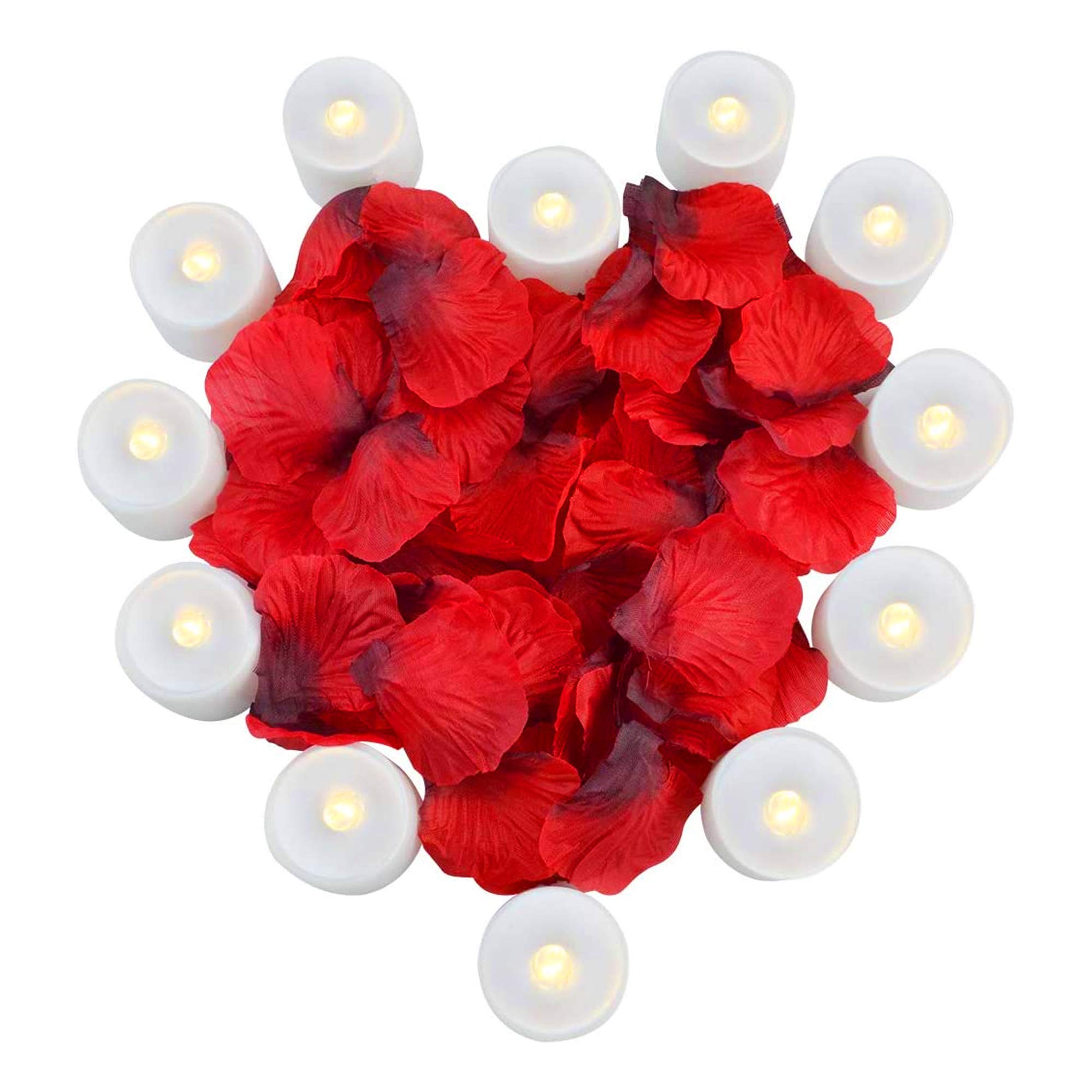 TIED RIBBONS Valentine Romantic Room Decoration Items Rose Petals (200 gm) with 12 Pcs Led Candles-image-25