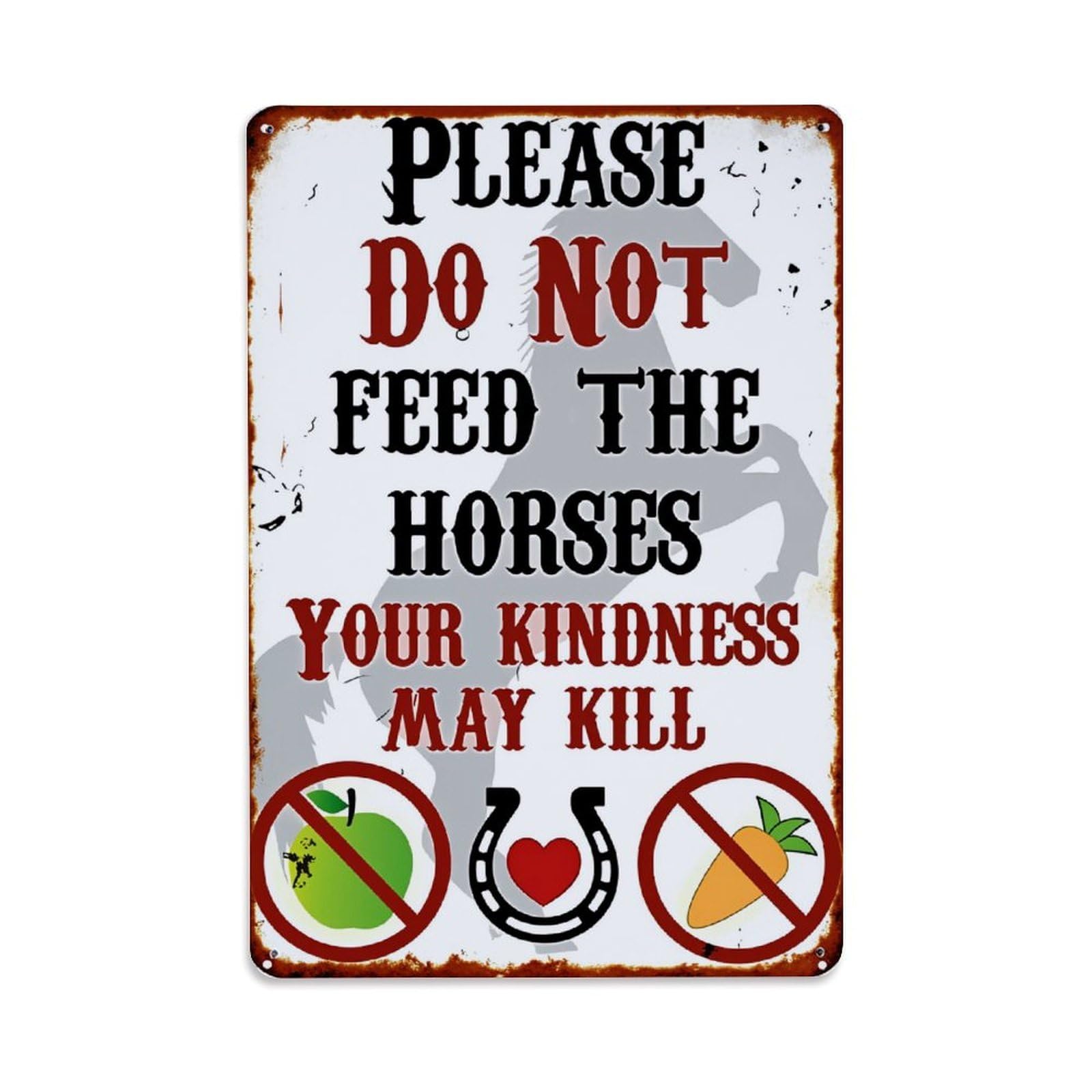Enderetf Vintage Please Do Not Feed Horses Tin Sign Metal Poster, Home Bar Garage Man Cave Cafe Indoor & Outdoor Wall Decoration 8X12inches