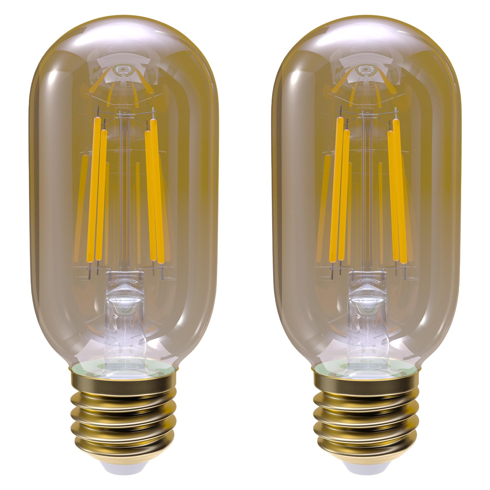 LUTW E27 Vintage Light Bulbs, 5W T45 E27 Edison Screw Bulb 50W Equivalent, 560LM 2700K E27 LED Bulb Warm White, Antique Style Retro Amber Glass Filament Lamp, Non Dimmable, Pack of 2