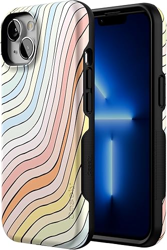 Vista 573 de Casely Funda para iPhone 13 Compatible con MagSafe Color Splash de medianoche Funda retro abstracta Color de medianoche Splash Abstracto