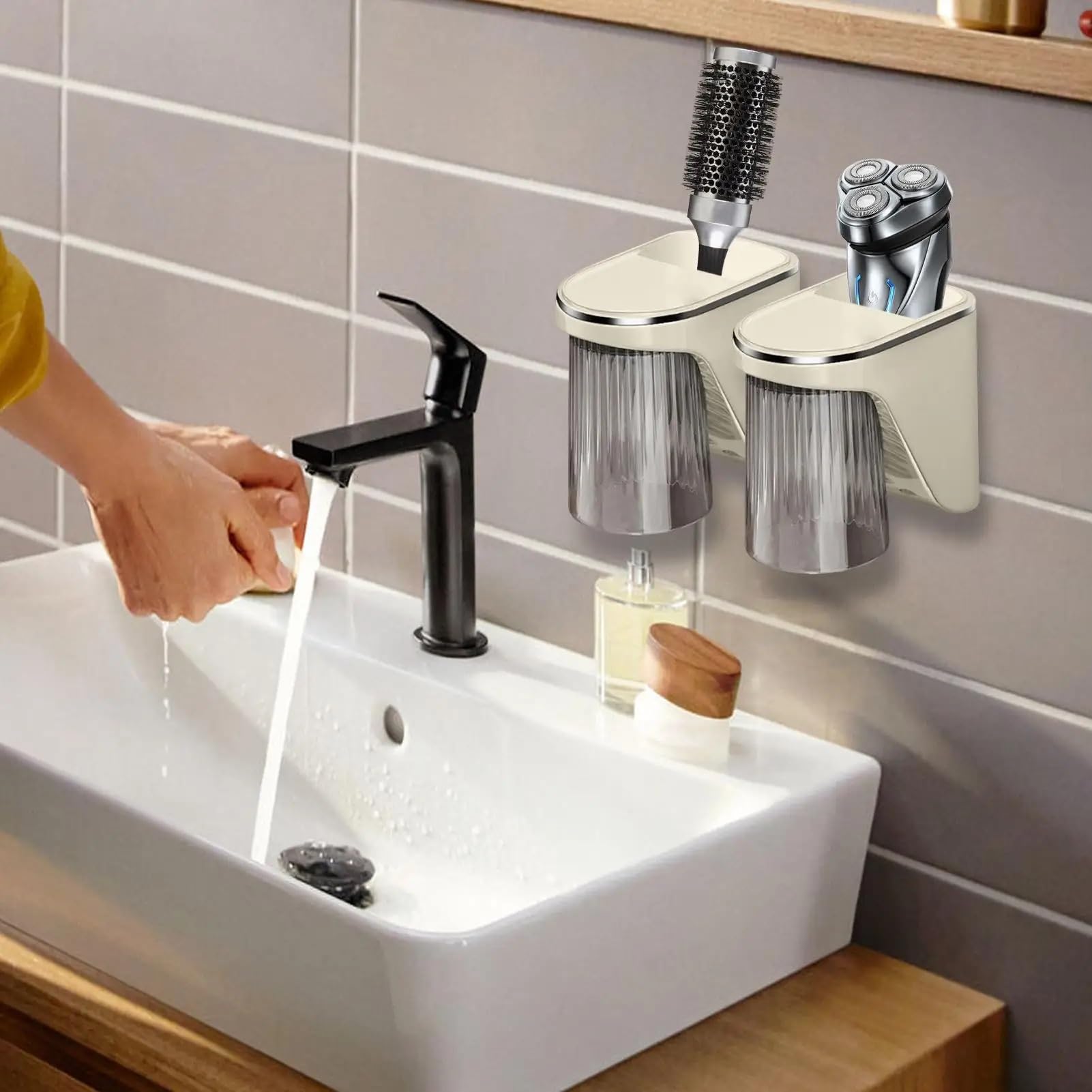 Portavasos Magnético for Cepillo De Dientes for Baño, Ducha, Sin Perforación, Montado En La Pared, Dispensador Vaso for Enjuague Bucal, Accesorios Almacenamiento para cepillos de Dientes