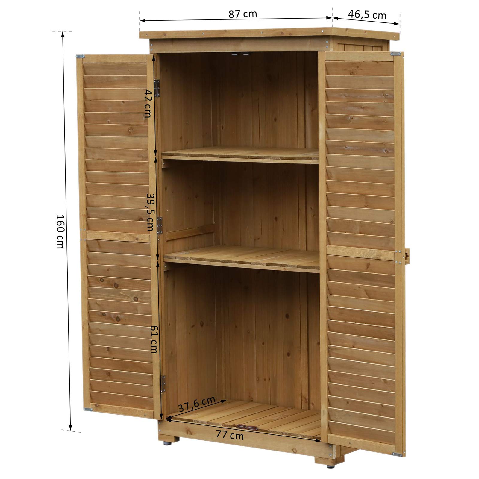 Outsunny Gartenschrank Holz wetterfest 87x46,5x160cm Gerätehaus mit Tür Pultdach