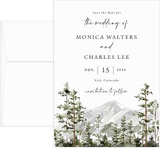 Mountain Wedding Save the Date Cards, Personalized, with Envelopes