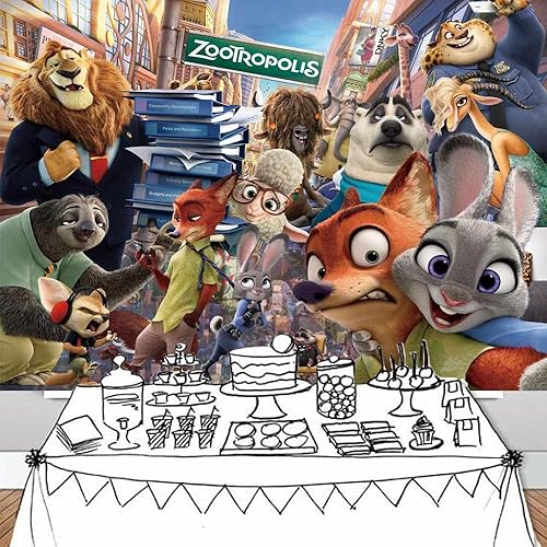 Miniatura 5 de Zootopia - Telón de fondo de princesa para cumpleaños, baby shower, suministros de fiesta, pancarta, fondo de fotografía, decoración de fondo, 7 x 5