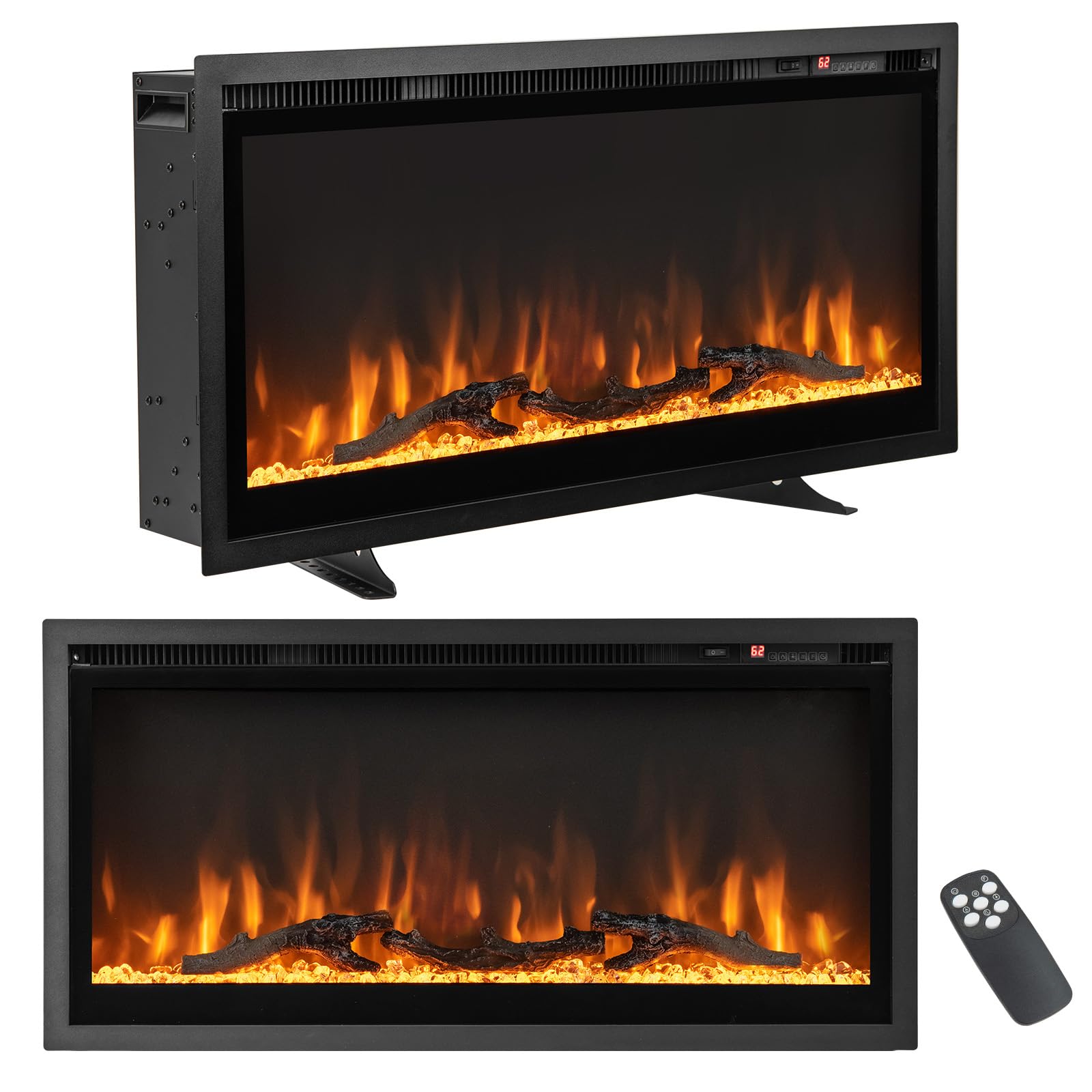 Amazon.com: Tangkula 36 Inches Electric Fireplace in-Wall Recessed