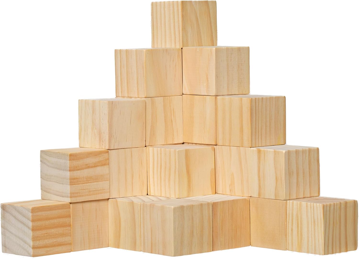 30 Pack 2 Inch Unfinished Solid Pine Wood Blocks - Smooth Sanded Cubes for Crafts, Painting, DIY Puzzles, Baby Showers & Home Decor