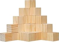 30 Pack 2 Inch Unfinished Solid Pine Wood Blocks - Smooth Sanded Cubes for Crafts, Painting, DIY Puzzles, Baby Showers & Home Decor