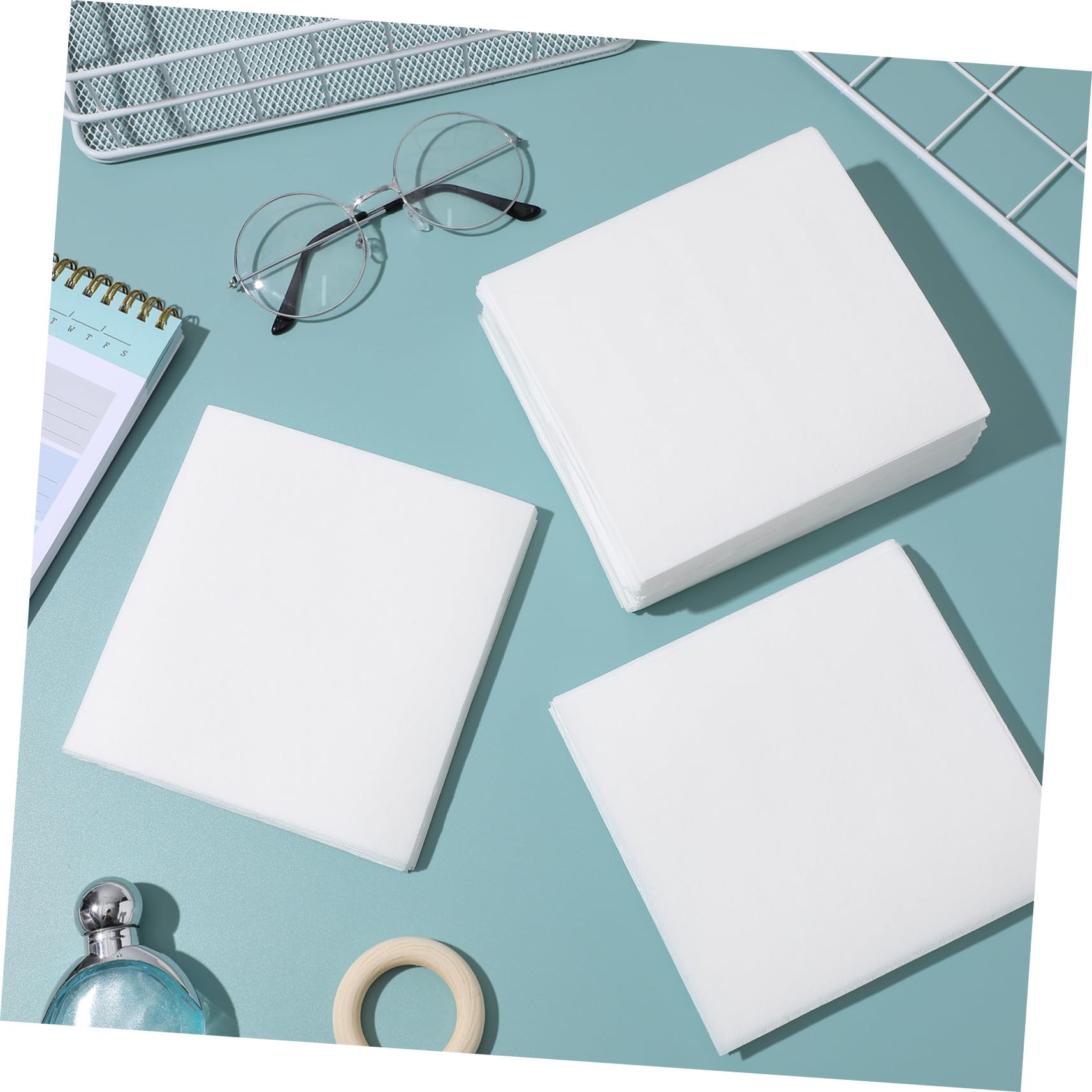 INOOMP Toallitas Desechables Limpieza Pantallas 6x6 Pulgadas Papel Libre de Polvo Antiestático sin Pelusa 300 Unidades para Lentes, Cámaras y Electrónica Uso Industrial y Laboratorio