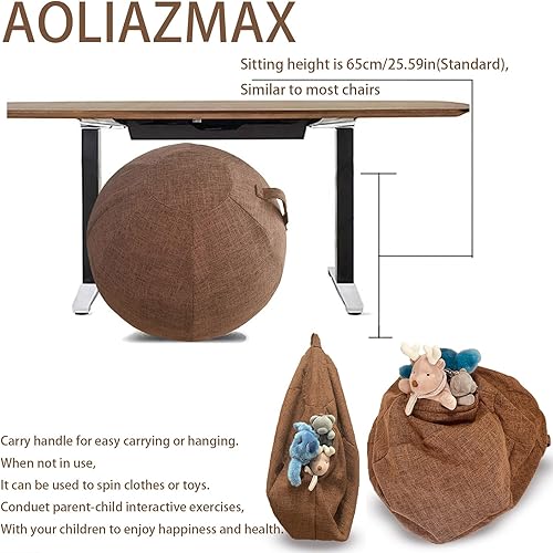 Miniatura 6 de Cubierta de bola sentada, adaptador de clavija de tapón de aire, 25.6 pulgadas y 29.5 in, bola de parto, cubierta de bola de ejercicio para bola de