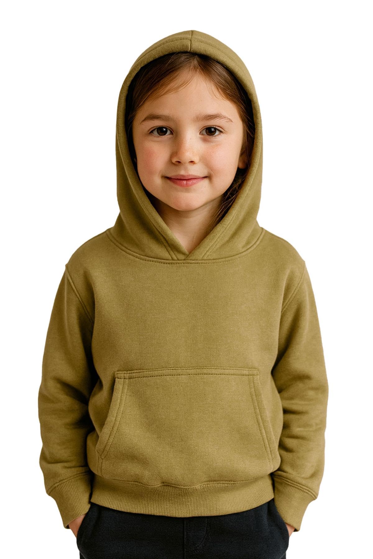 A2Z 4 Kids Tie Dye Hoodie Fleece - Plain Sweat Hoodie Khaki 13