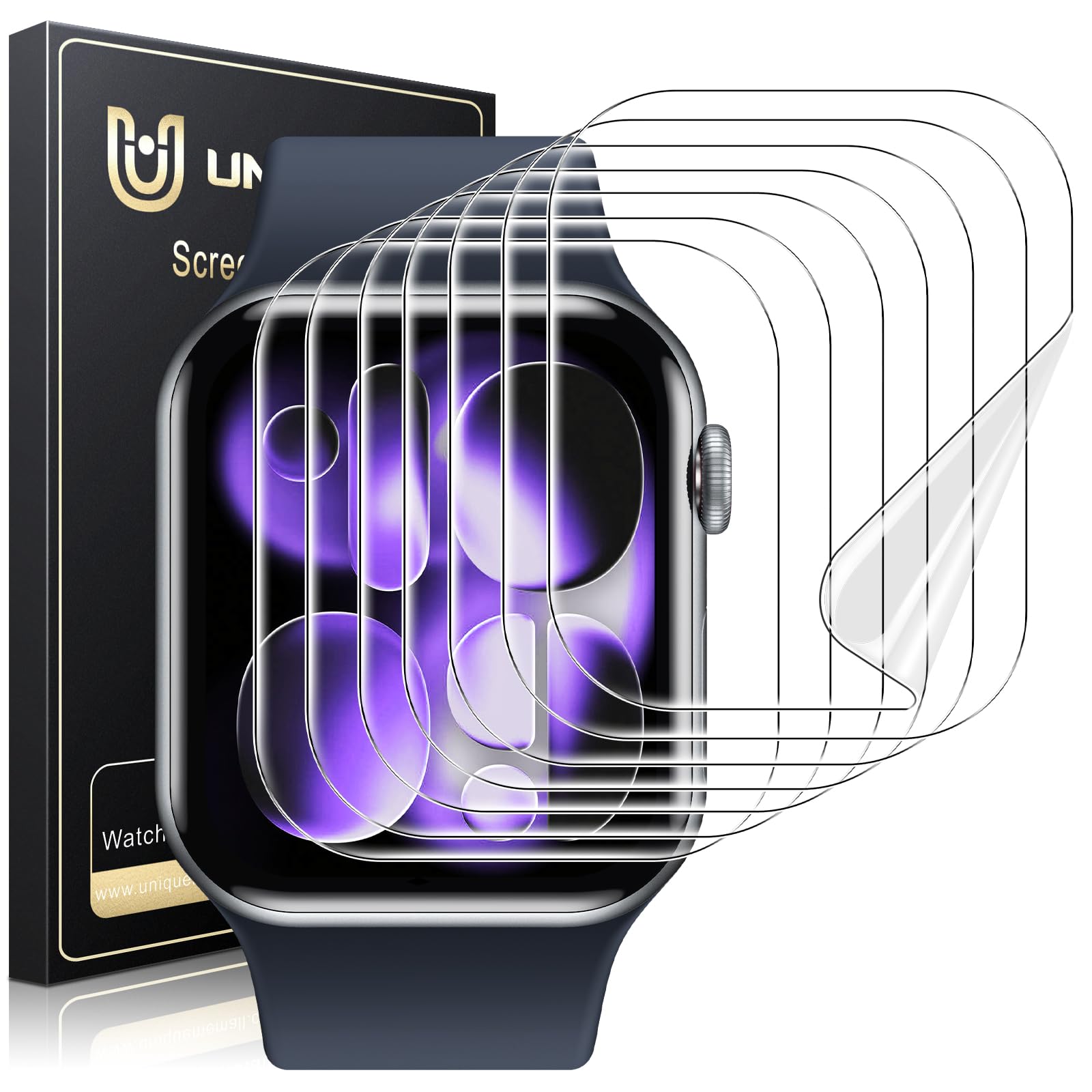 UniqueMe für Apple Watch Series 10 42mm Schutzfolie - 8 Stück, Flexible TPU, für iwatch 42mm Displayschutz, Blasenfreie, Weich HD Klar Displayfolie, Volle Abdeckung, Anti-Staub