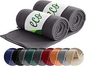 wometo Set of 2 Eco Fleece Blankets Made from 100% Recycled Material + OekoTex Tested 130 x 160 cm Approx. 400 g Dark Grey with Anti-Pilling and Ribbed Edge
