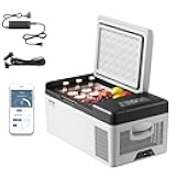 12 Volt Refrigerator 16 Qt, Gre,Portable Mini Car Fridge with -4℉-68℉ Cooling Range & App Control 12/24V DC & 110-240V AC Electric Compressor Cooler for Truck Vehicle RV Boat Outdoor & Home Use