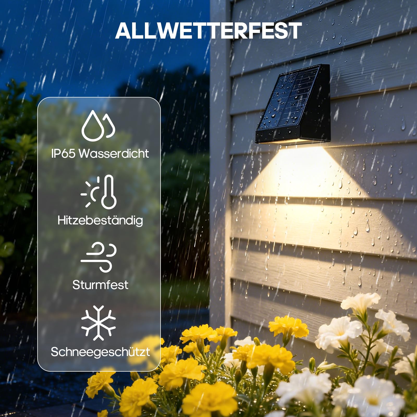 Solarlampen für Außen mit Bewegungsmelder 2 Stück, 20-24H Radar Solar Bewegungsmelder Aussen, Monokristalline Solarpanel, IP65 Wasserdicht,1800mAh Solar Wandleuchten für Außen Garten Garage