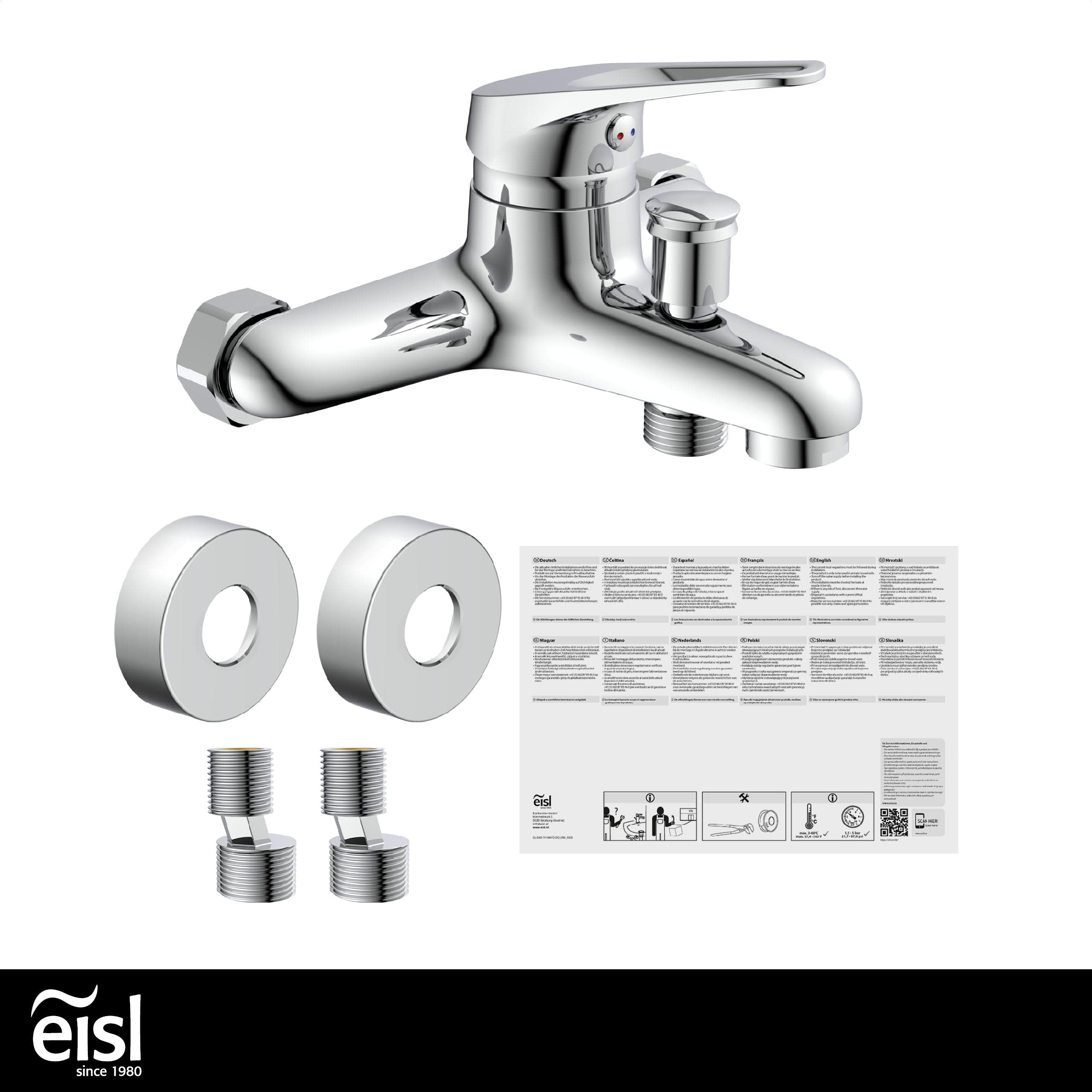 EISL Speed, Rubinetto Vasca da Bagno, Miscelatore Vasca da Bagno, Cromato, Bronzo, Argento