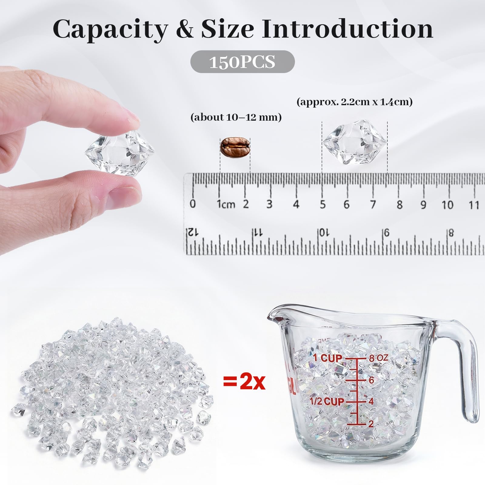 Dotters - Set di 150 cubetti di ghiaccio finti in plastica acrilica trasparente, per decorazione domestica, matrimoni e decorazione di vasi