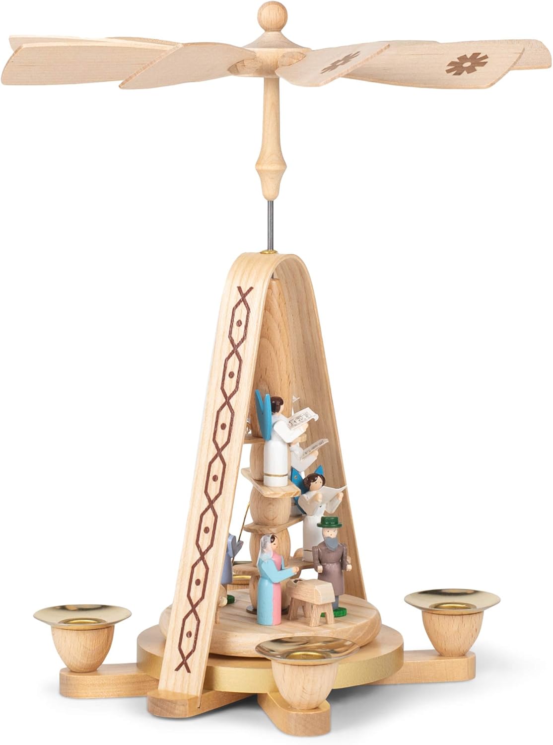 Alexander Taron Importer 16618 Richard Glaesser Decorative Pyramid with Nativity Scene and Angels, 10.5" x 8.25" x 8.25"