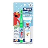 Elmo Fluoride-Free Tooth & Gum Cleanser with Toothbrush, Combo Pack, Banana Apple Flavored Non-Fluoride, 2 Piece Set