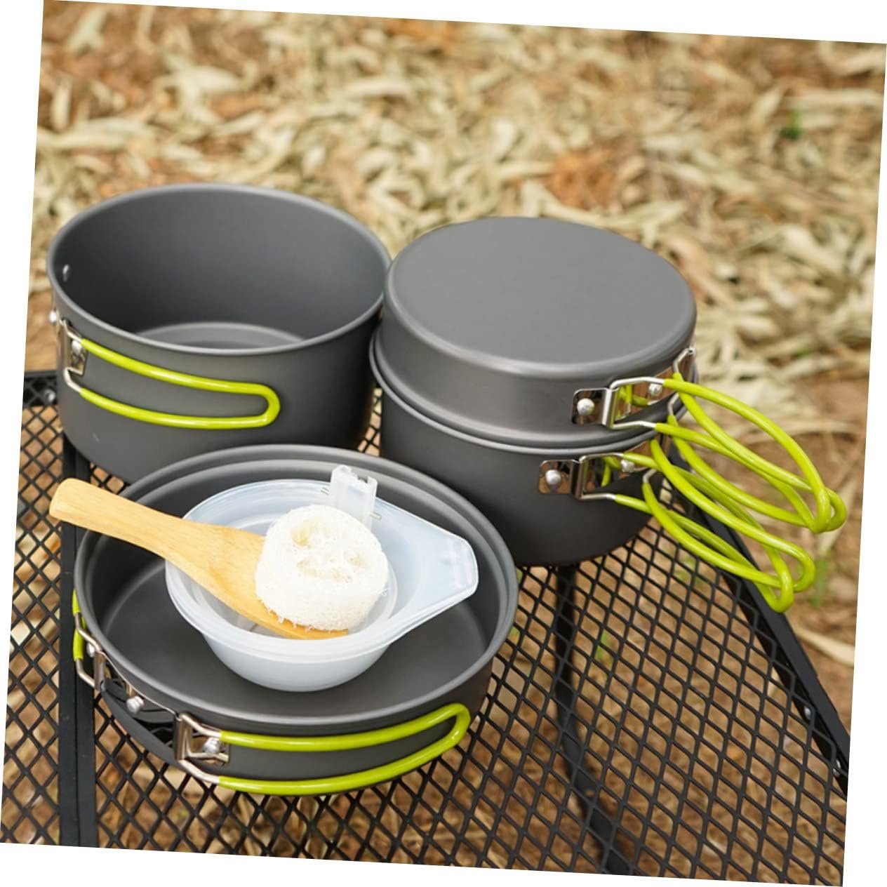 Generic 1 Set Non-Stick Cooking Pan Cookware Nonstick Cooking Utensils Camping Portable Cookware Set Hiking Cookware Camping Cookware Fishing Cookware Picnic Cookware Black