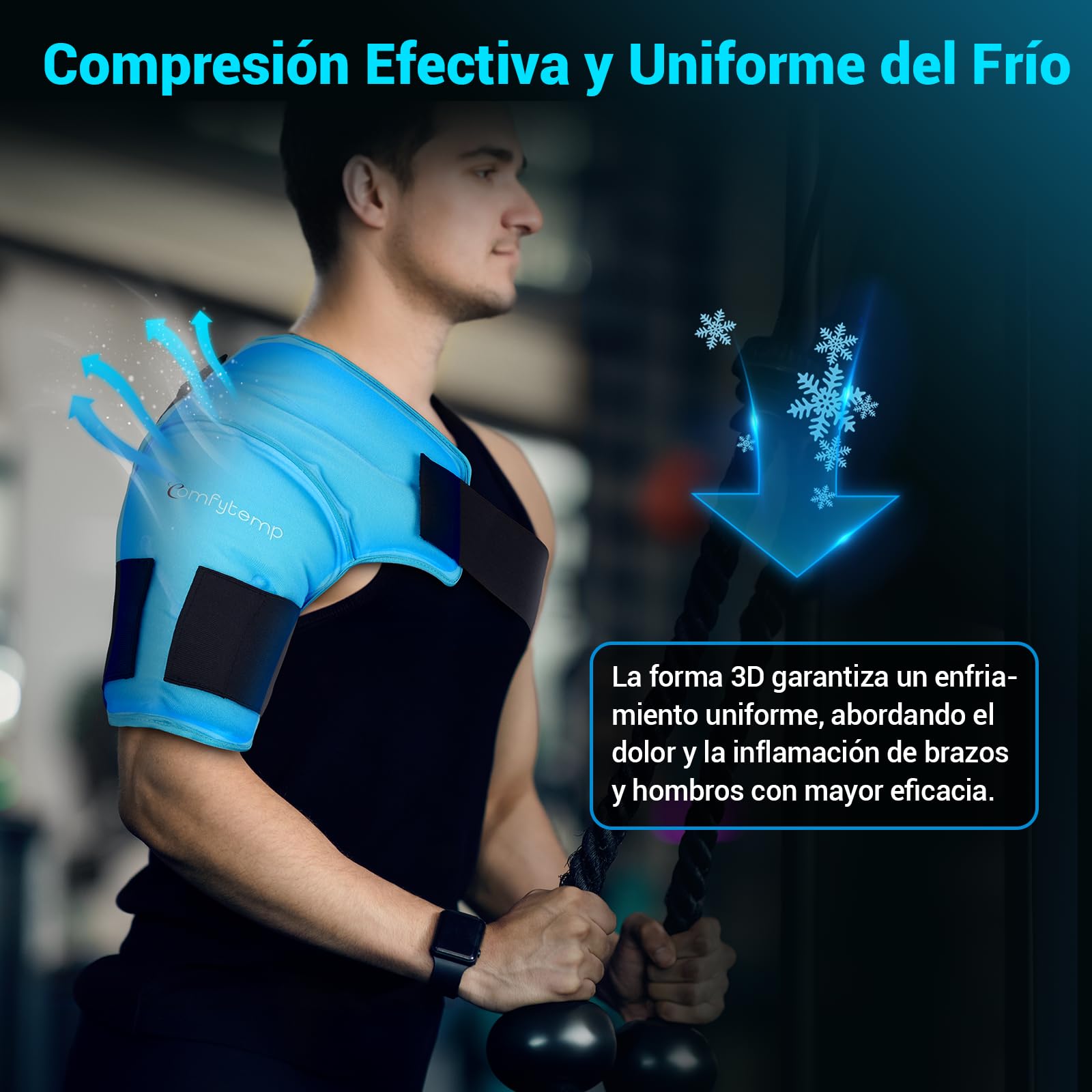 Comfytemp Bolsa de Hielo para Hombro, 3D Bolsa de Hielo Reutilizable, Terapia de Calor y Frío para Alivio del Dolor del Hombro, Tendinitis, Bursitis, Ajuste el Hombro Izquierdo y Derecho(S/M)