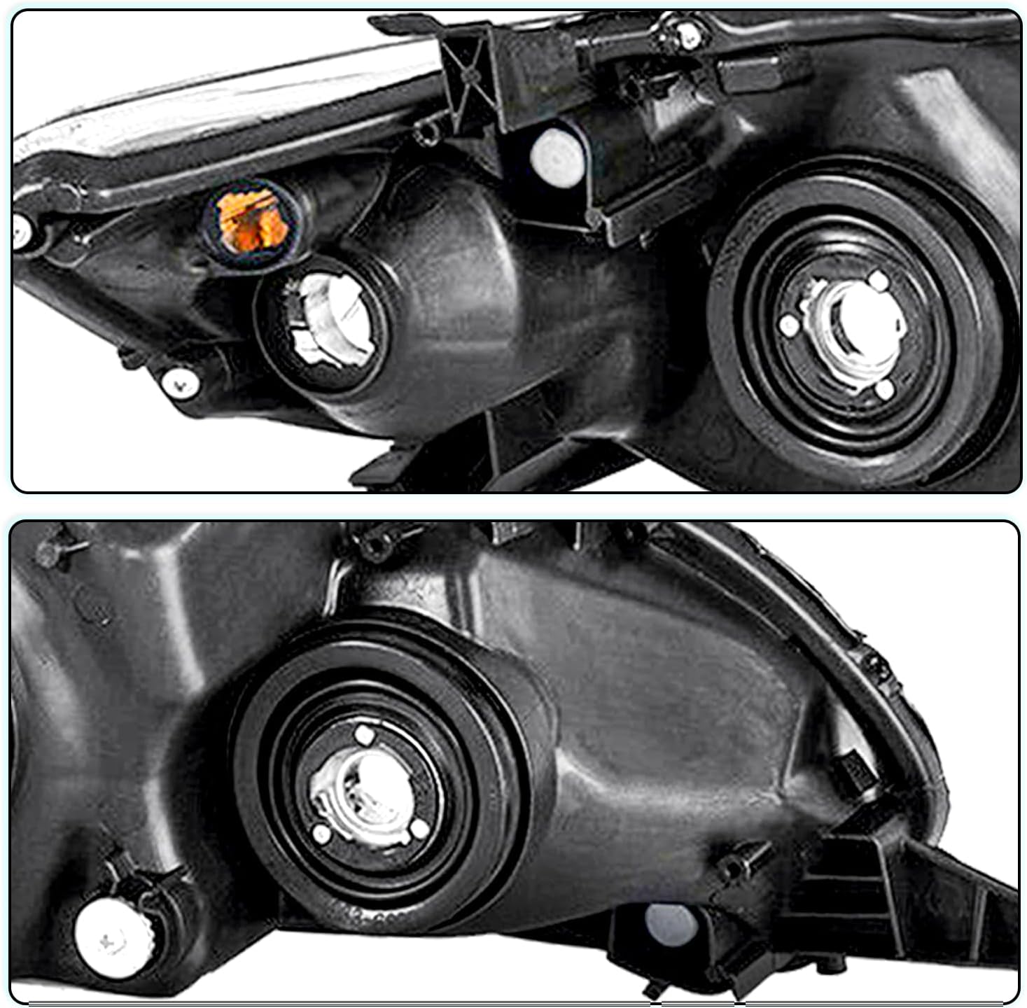 Headlight Assembly for 2011-2013 Toyota Corolla 4-Door Headlamp 11 12 13 Headlights Driver Side and Passenger Side With Bulbs (Chrome Housing with Amber Reflector)