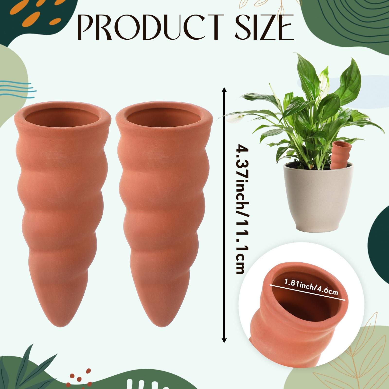 Geiserailie 8 Piezas Cono de Riego de Arcilla Globos de Riego de Terracota Ayuda para Regar Las Plantas Bolas de Riego de Arcilla Dispensador de Agua de Cerámica para Plantas